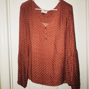 Orange Long Sleeve Blouse